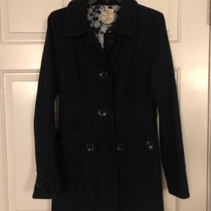 Navy blue wool trench coat